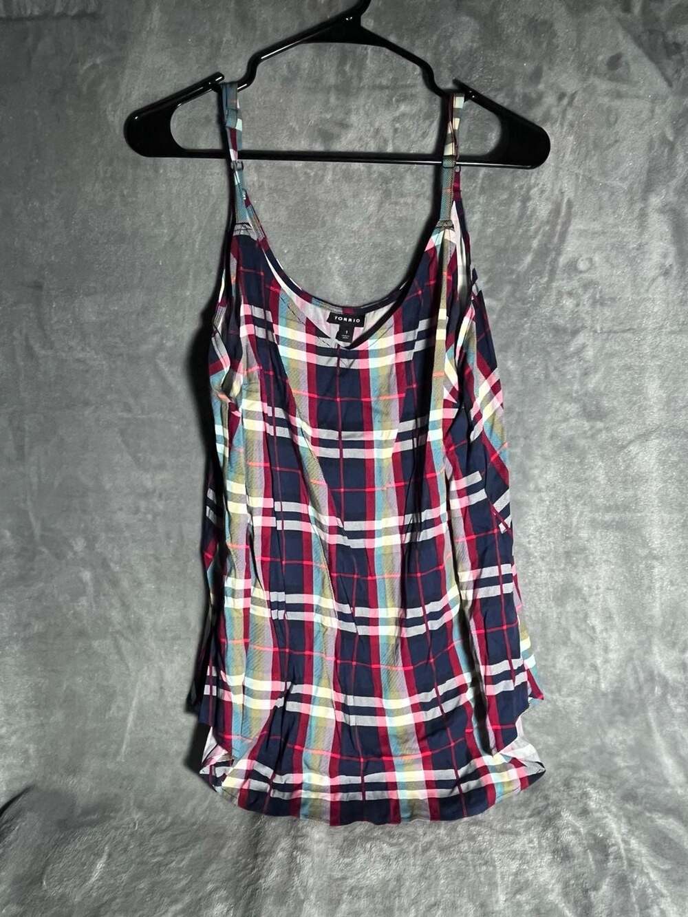 Torrid AVA CAMI - STRETCH CHALLIS PLAID NAVY